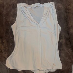 Calvin Klein White V-Neck Blouse